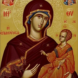Virgin Mary Epakouousa Miraculous Icon on Mount Athos