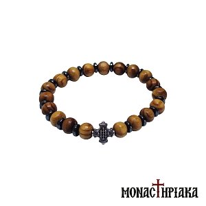 Wooden Prayer Rope with Cross and Hematite Beads
