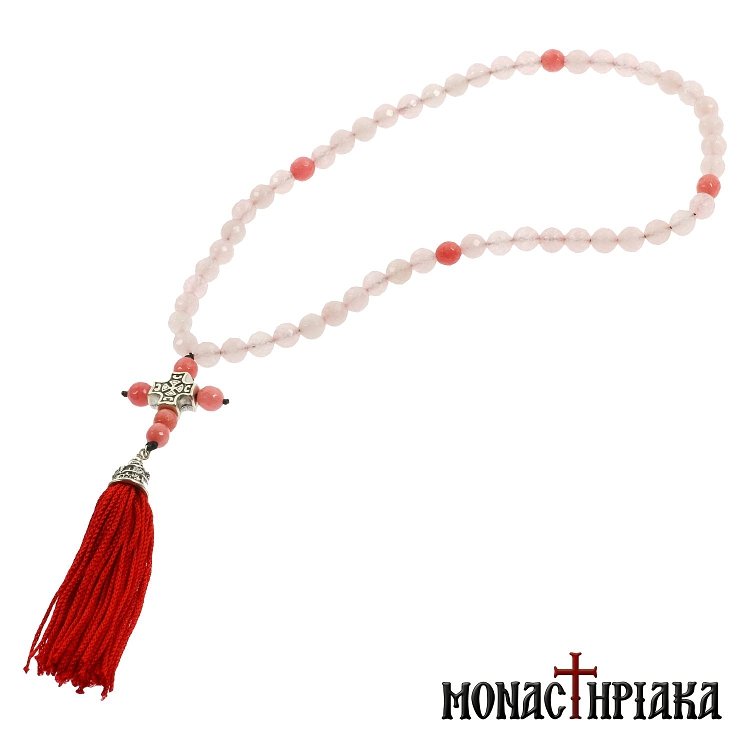 Prayer Rope with 50 Pink Agate Beads