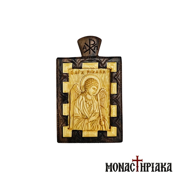 Archangel Michael - Woodcarved Encolpion