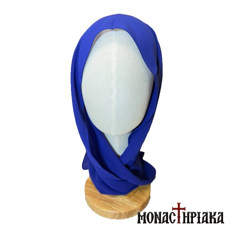 Silk Woman's Headscarf in Blue Color