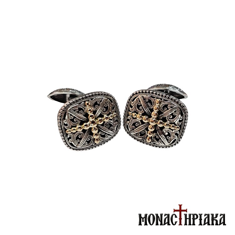 Silver Cufflinks with Gold-plated Cross