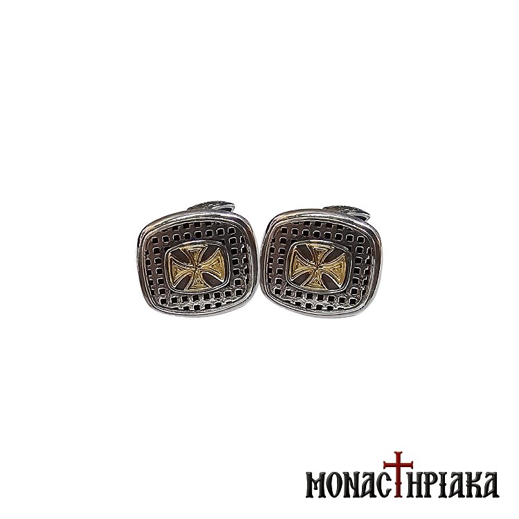 Silver Cufflinks with Gold Plated Cross