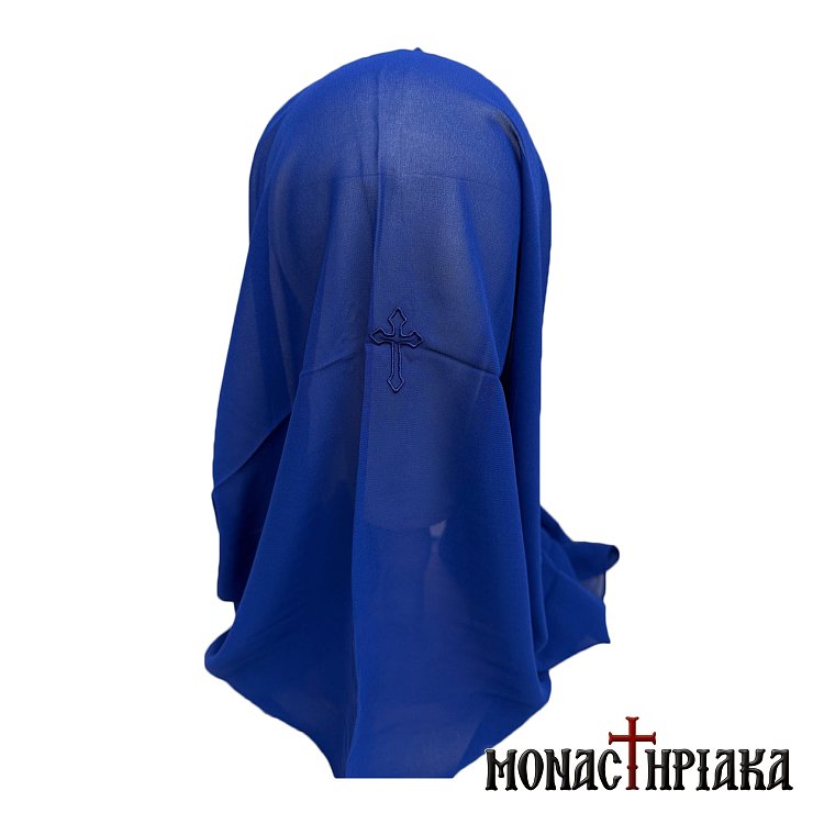 Silk Woman's Headscarf in Blue Color