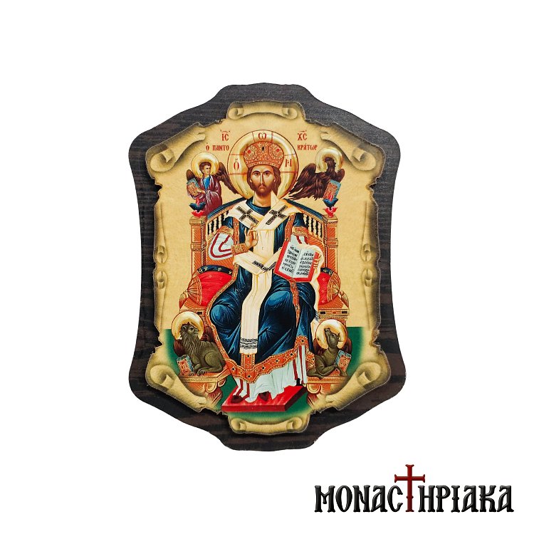 Wooden Magnet with Jesus Christ Pantocrator