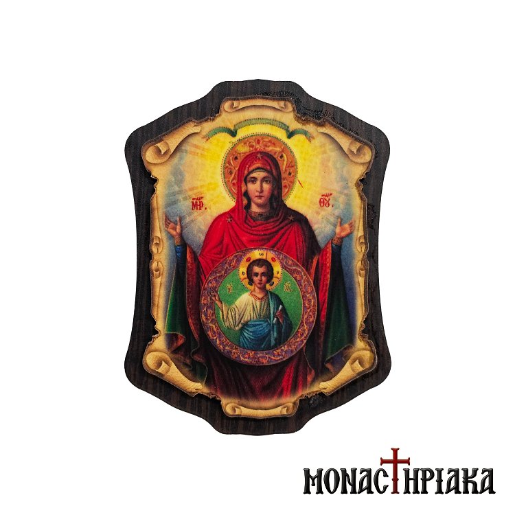Wooden Magnet with Our Lady of the Sign