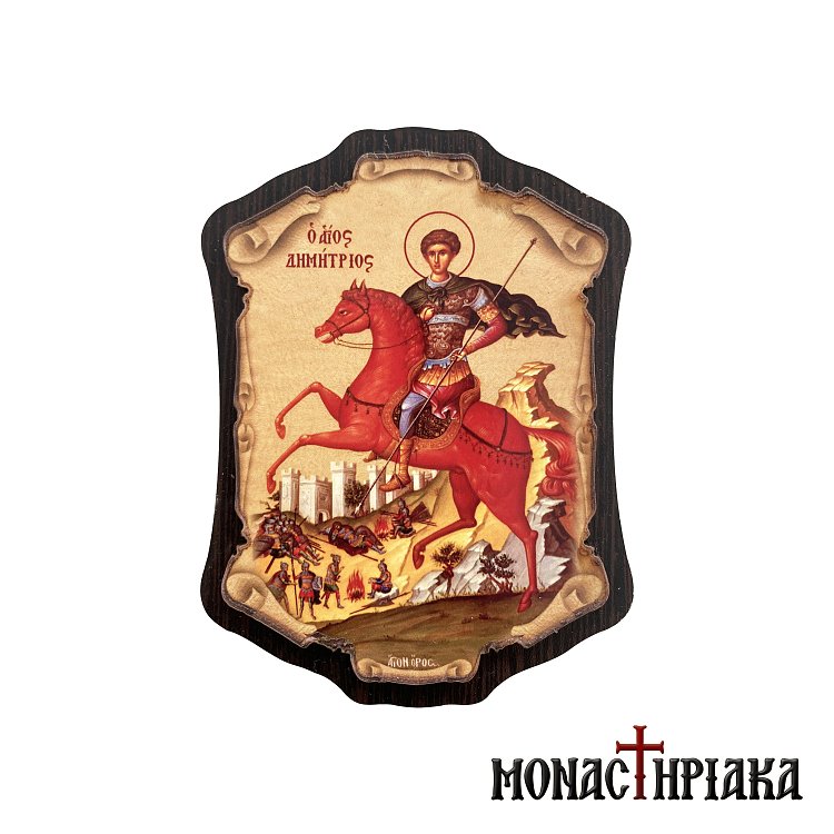 Wooden Magnet with Saint Demetrius