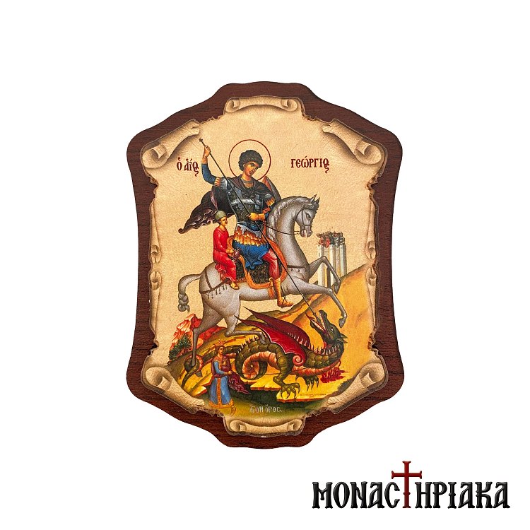 Wooden Magnet with Saint George on Horseback
