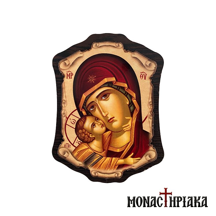 Wooden Magnet with Theotokos Glykofilousa