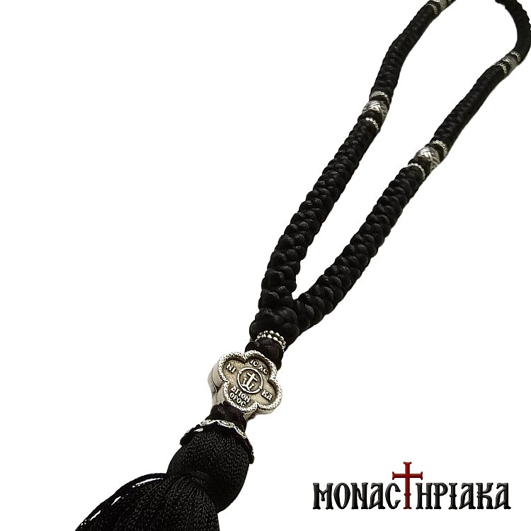 Silk Prayer Rope 100 Knots with Cross and Beads