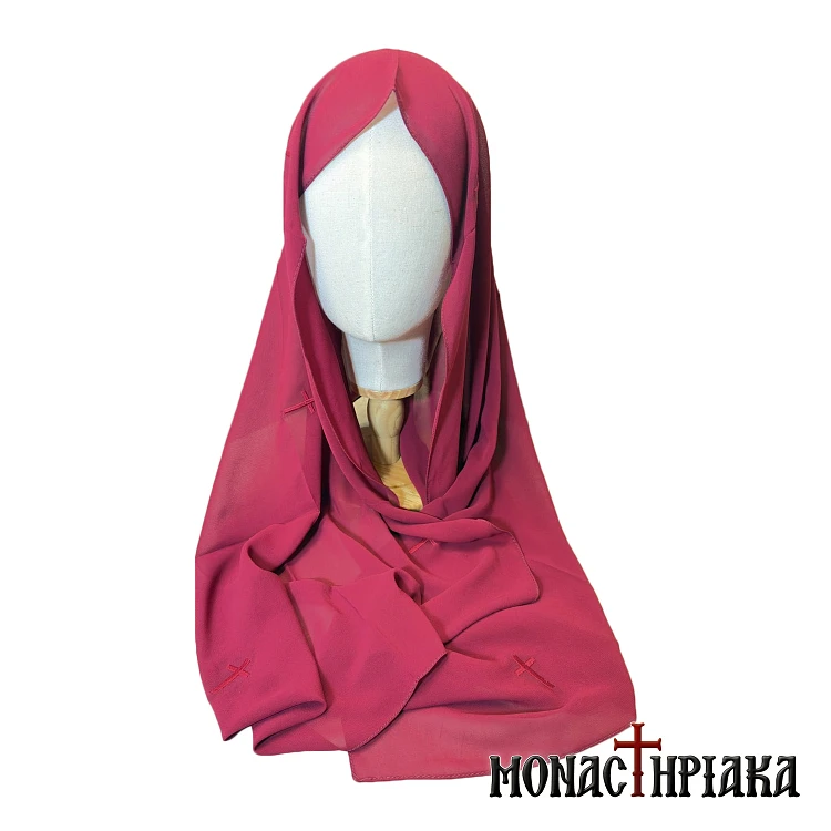 Silk Woman's Headscarf with Embroidered Crosses