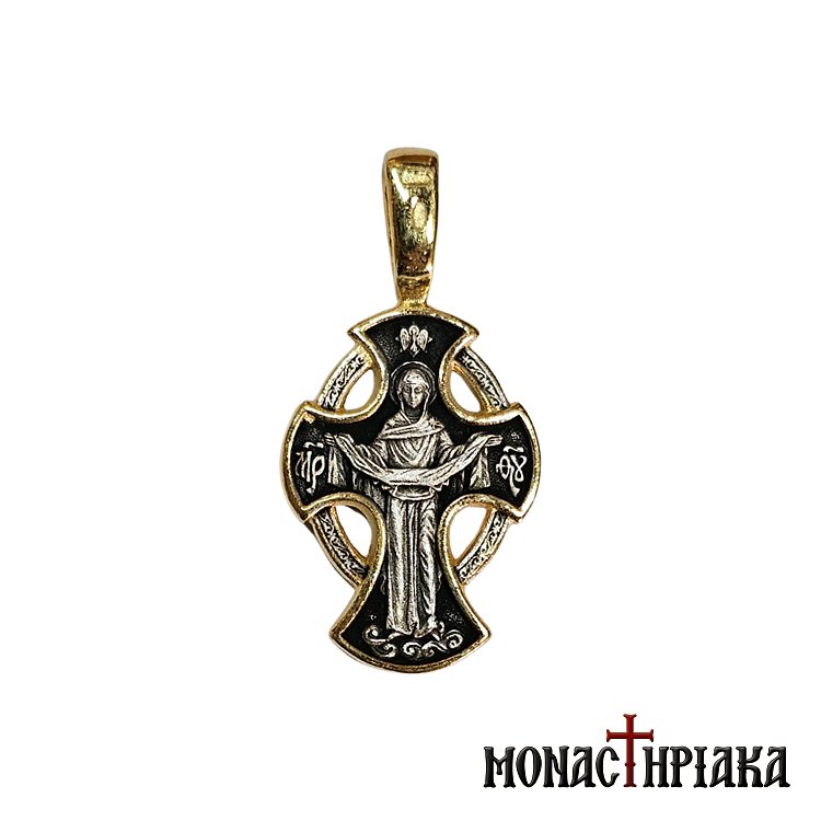 Silver Cross with Virgin Mary Holy Belt