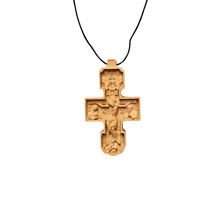 Ξύλινος Σταυρός Λαιμού με τη Σταύρωση