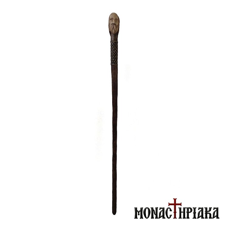 Walking Stick with Face of a Monk