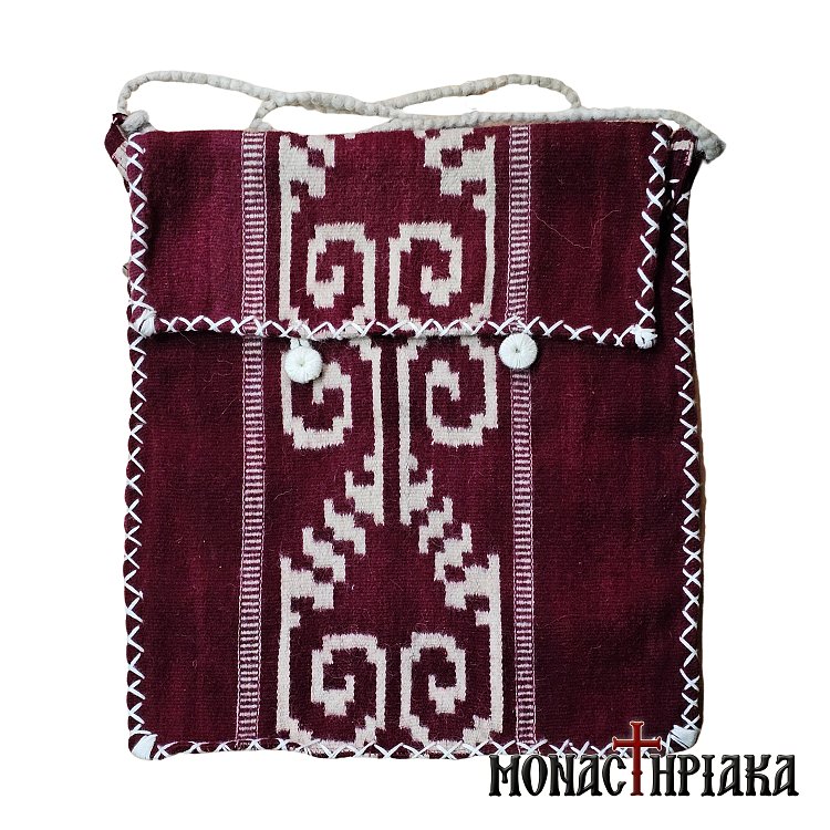 Handwoven Bag with Burgundy Embroidery