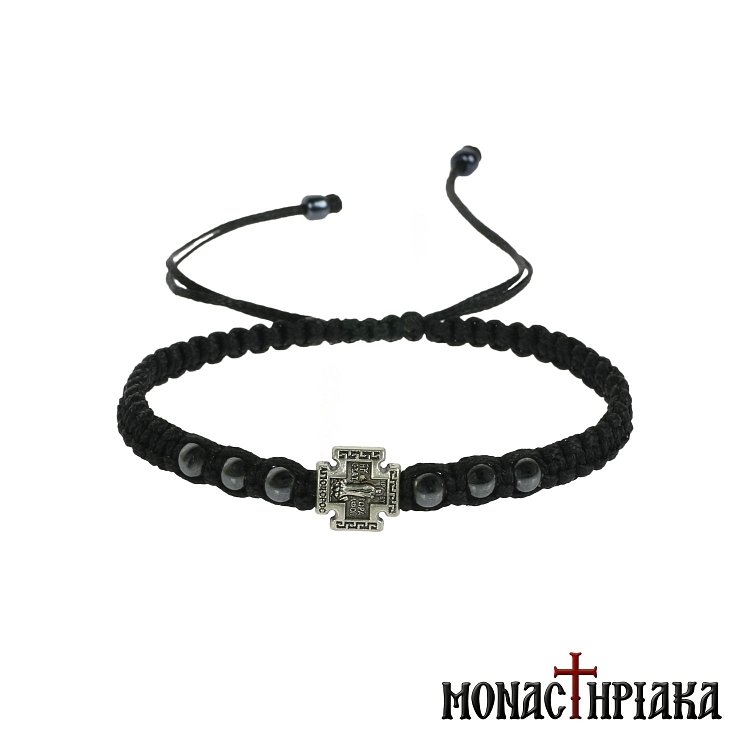 Κομποσχοίνι Μαύρο με Μεταλλικό Σταυρό