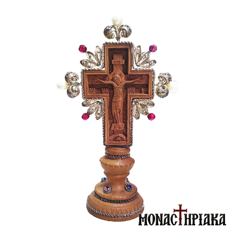Wood-carved Blessing Cross with the Crucifixion