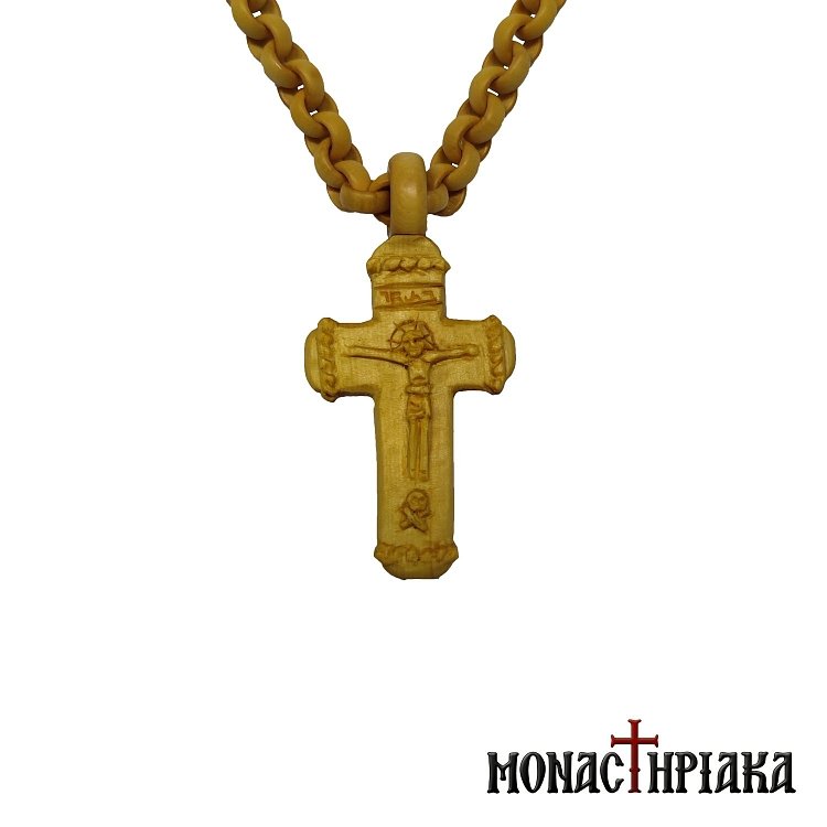 Wooden Byzantine Cross with Wooden Chain