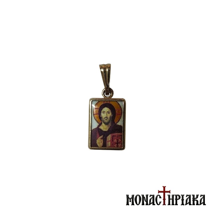 Gold Pendant with Enamel | Jesus Christ of Sinai