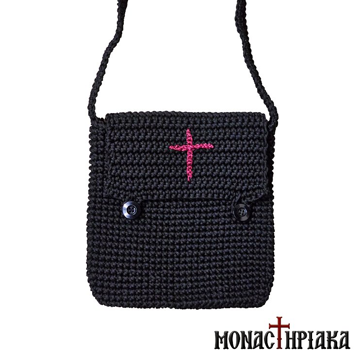 Handwoven Black Bag with Cross