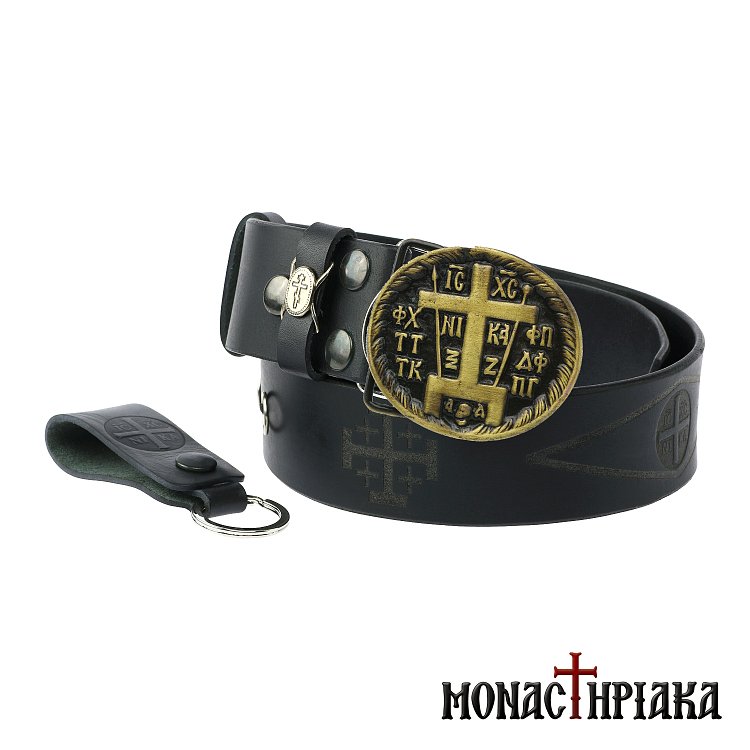 Δερμάτινη Ζώνη Μέγα και Αγγελικό Σχήμα Μπρονζέ | Ιερόν Κελίον Αγίου Νικολάου