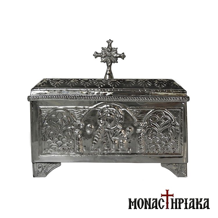 Relicuary in Silver Color with Jesus Christ Blessing
