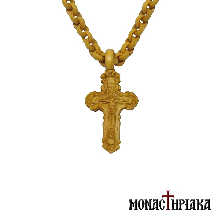 Wooden Byzantine Cross with Wooden Chain