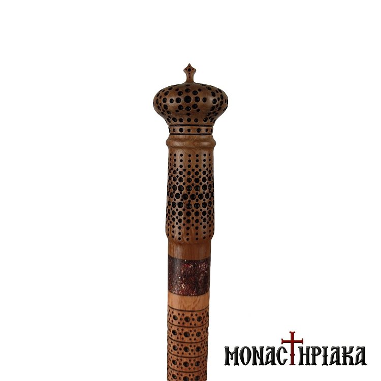 Walking Stick with Carved Decoration and Cross