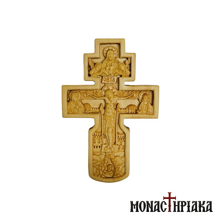 Wood Carved Cross with the Crucifixion