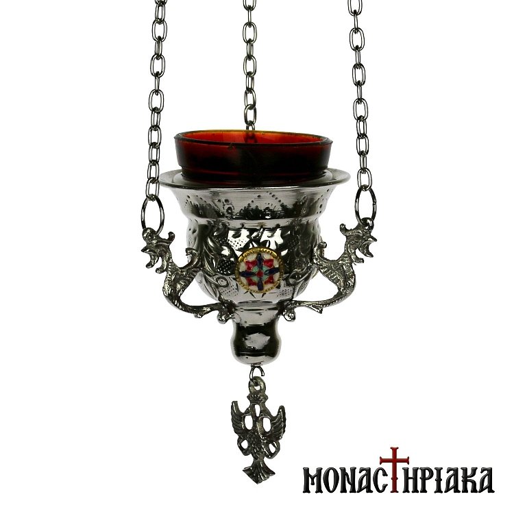 Καντήλι Κρεμαστό Ασημί με Σμαλτάκι