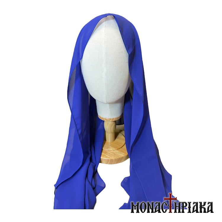 Silk Woman's Headscarf in Blue Color