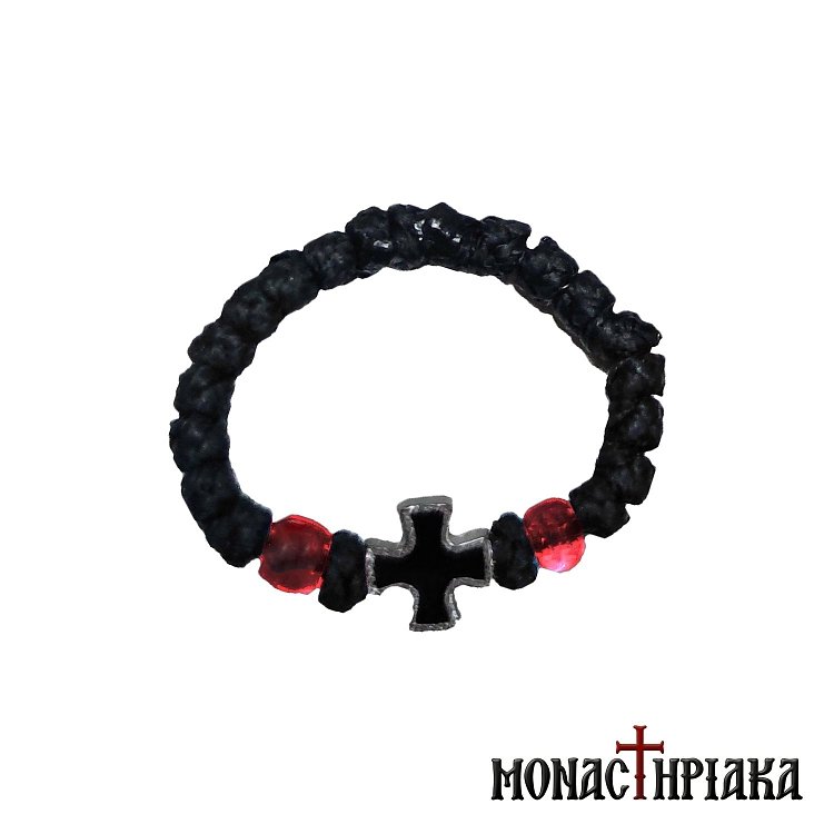 Κομποσχοίνι Κερωμένο Μαύρο με Σταυρό για το Δάχτυλο