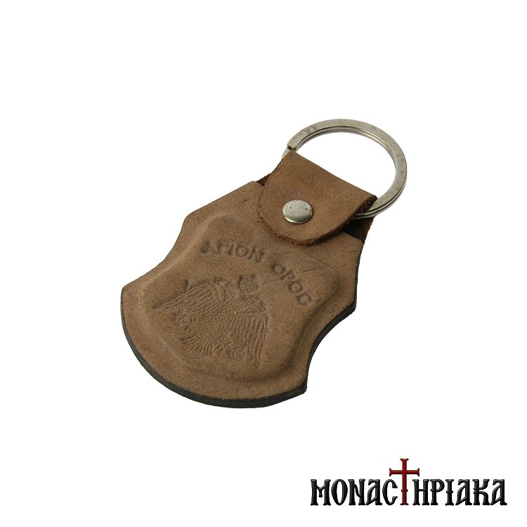 Leather Keychain with Byzantine Eagle