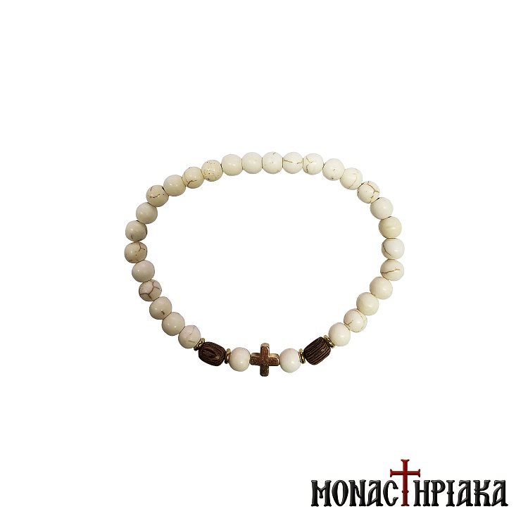 Βραχιόλι με Χάντρες Λευκό Μάρμαρο Marble