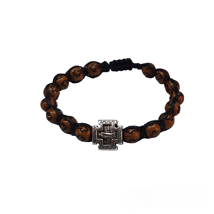 Prayer Rope with Wooden Beads and Cross