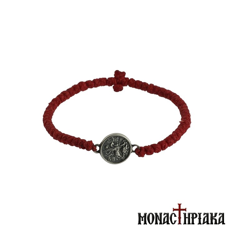 Red Prayer Rope for the Wrist with Saint George