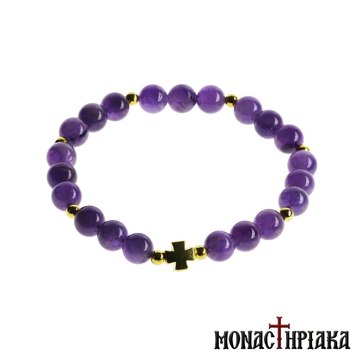 Κομποσκοίνι Από Αμέθυστο με Σταυρό