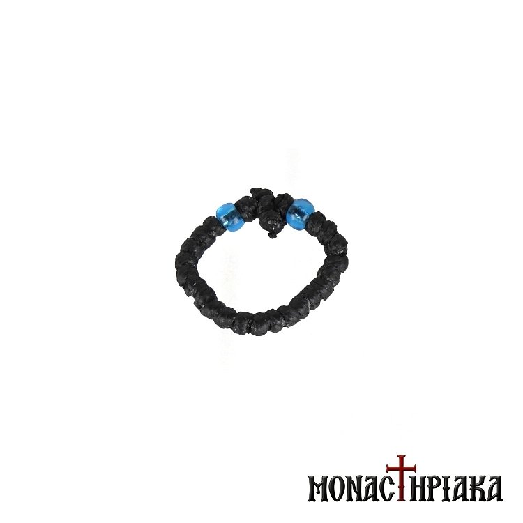 Black Waxy Prayer Rope with Cross for the Finger