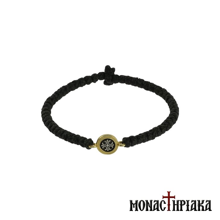 Black Waxy Prayer Rope for the Wrist with Cross