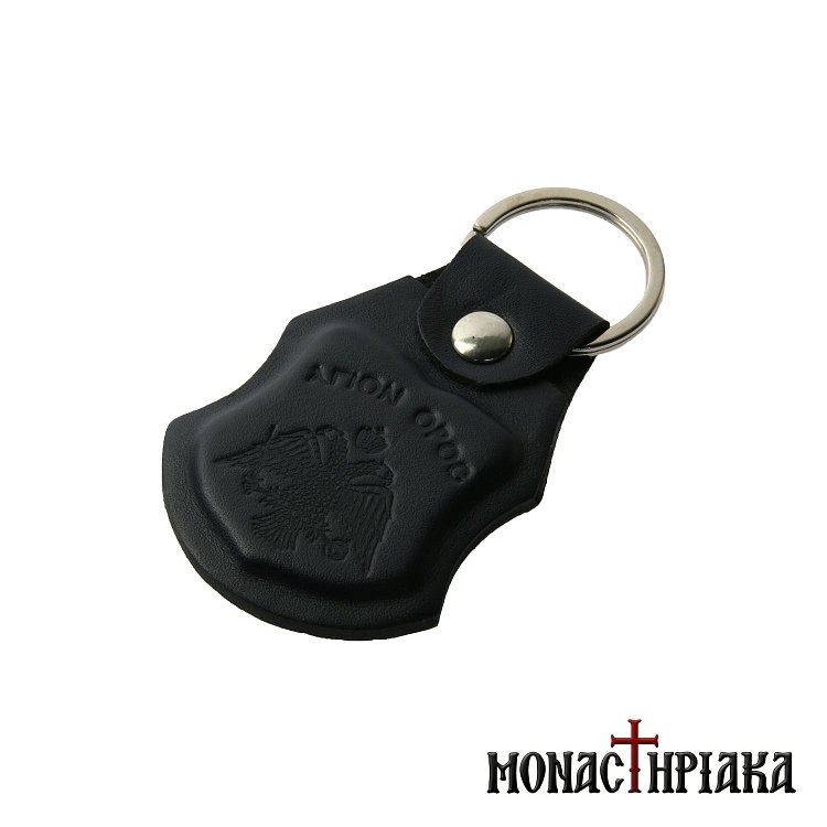Leather Keychain with Byzantine Eagle