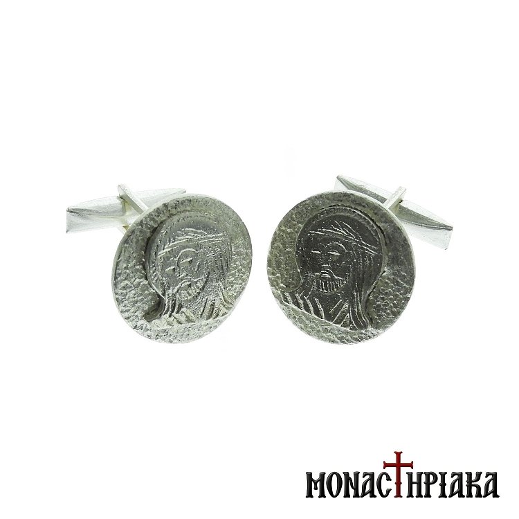 Silver Cufflinks with Jesus Christ