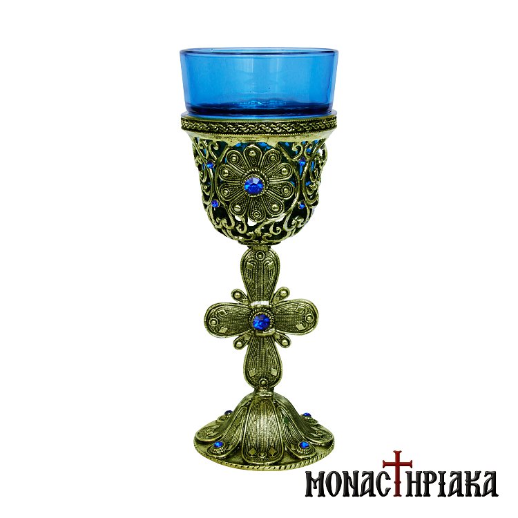 Metal Vigil Lamp with Blue Cup