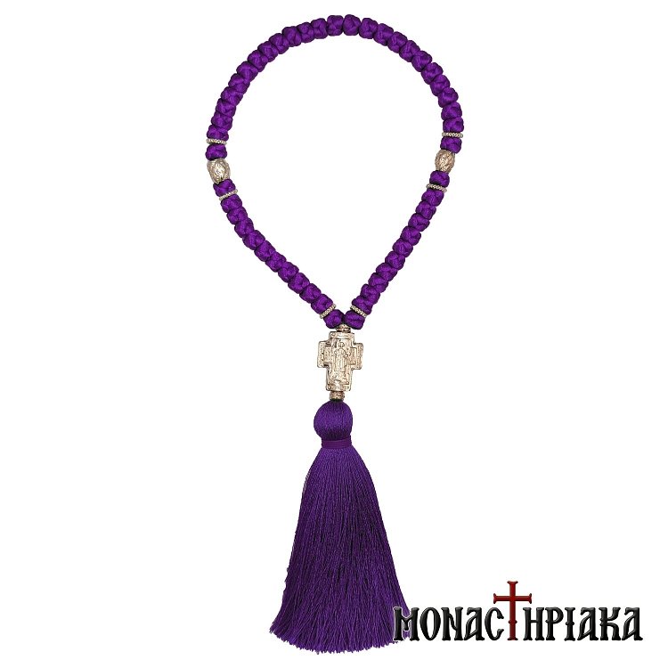 Κομποσχοίνι 50άρι από Συνθετικό Μετάξι με Σταυρό