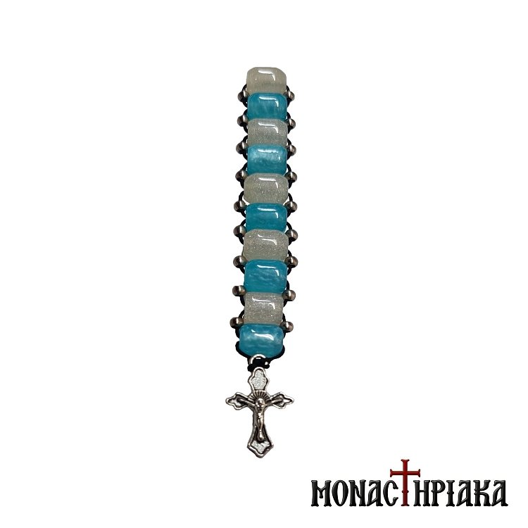 Small Prayer Rope with Blue & White Beads