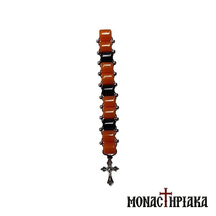 Prayer Rope with Black & Orange Beads