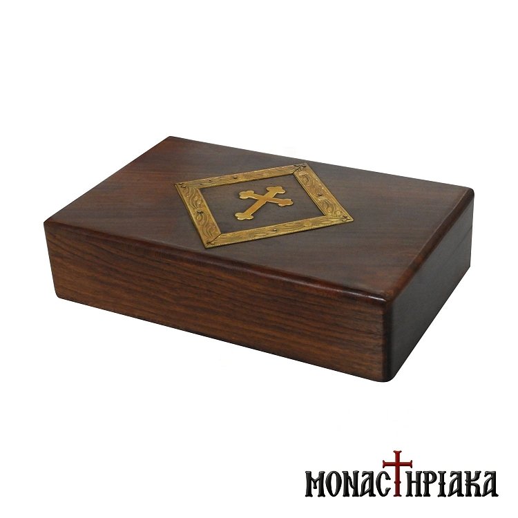 Wooden Box with Two Cases and Cross