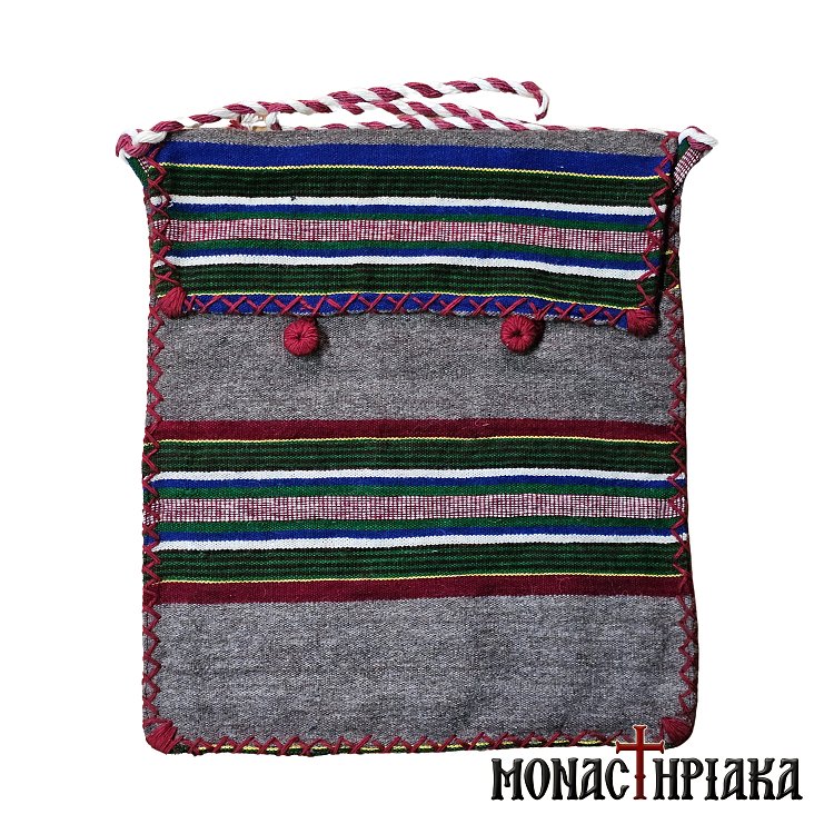 Monk Handwoven Bag - Gray with Multicolored Stripes