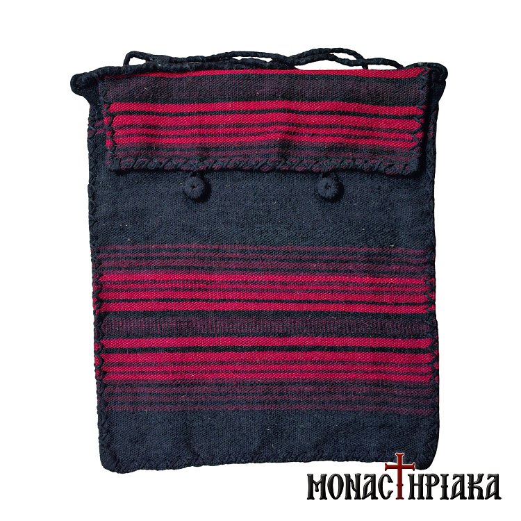 Monk Handwoven Bag in Black with Red Stripes