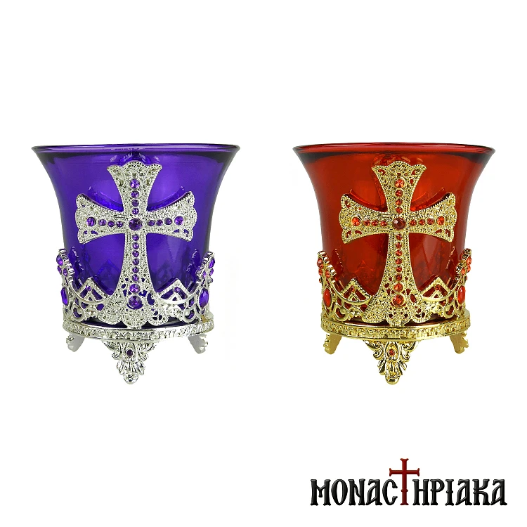 Καντήλι Επιτραπέζιο με Διακόσμηση Σταυρό (Μικρό)