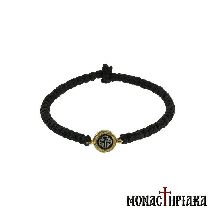 Black Waxy Prayer Rope for the Wrist with Cross